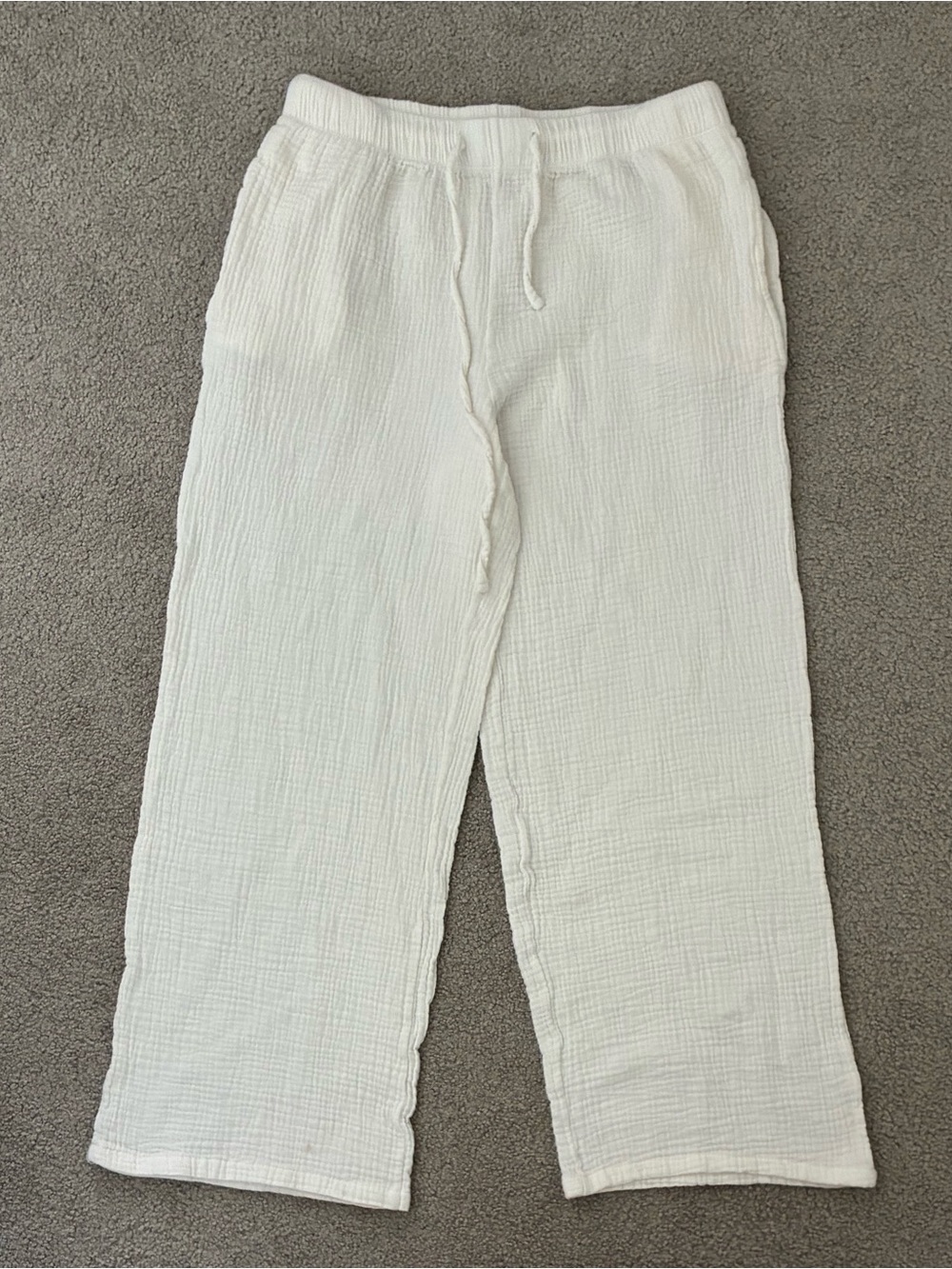 White flowy cotton pants